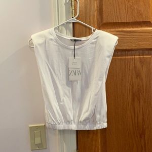 Zara short sleeve shoulder pad shirt